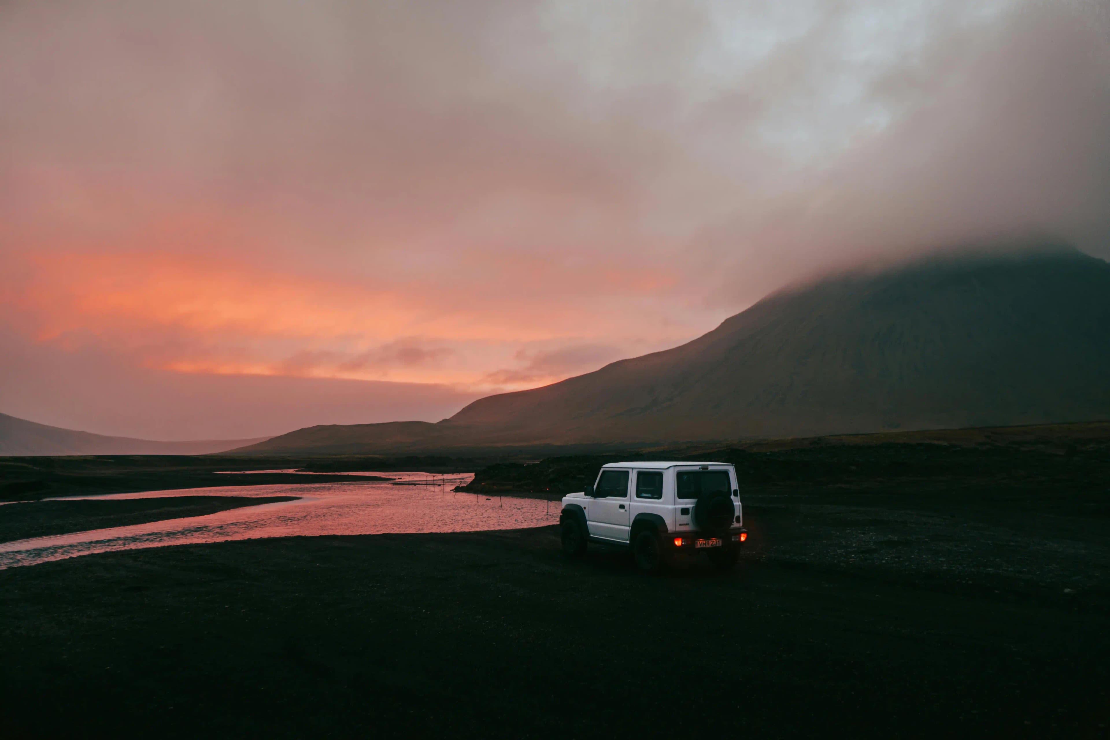 Sunset drive in Iceland